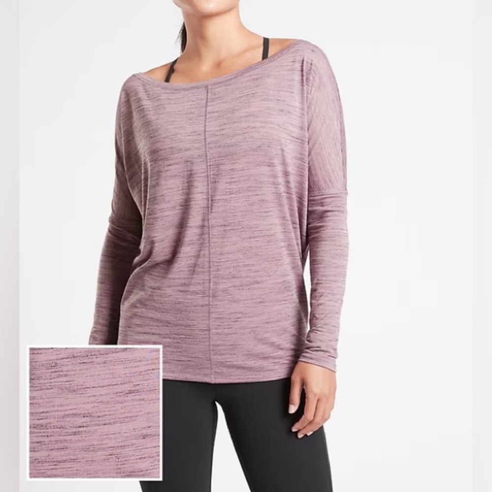 Athleta Essence Flow Top Spacedye Women’s XS Flora Mauve/Spiced Cabernet Red